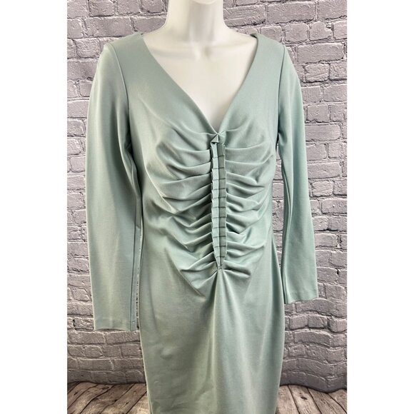 Escada V-Neck Knee-Length Dress -  Smocked Blue Size 38 US 6 - Picture 4 of 11